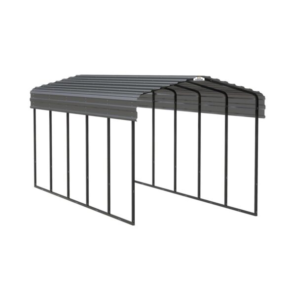Arrow Carports Galvanized Steel Carport, Compact Car Metal Carport Kit, 10' x 24' x 9', Charcoal