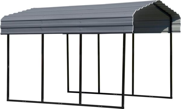 Arrow Carports Galvanized Steel Carport, Compact Car Metal Carport Kit, 10' x 15' x 9', Charcoal