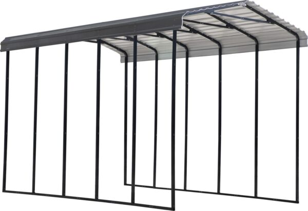 Arrow Galvanized Steel Metal Carport, 14x24x14, Charcoal
