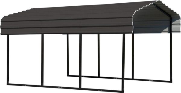Arrow Galvanized Steel Carport, 10' x 15' x 7', Black/Charcoal