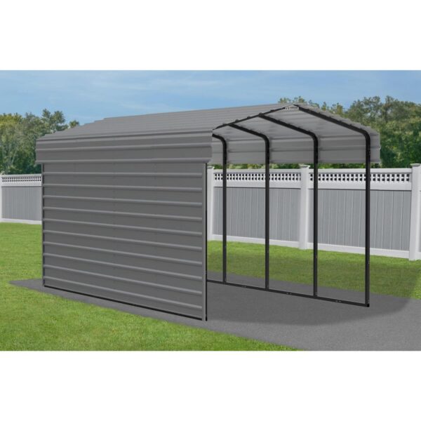 Arrow Steel Carport with 1 Side Wall Kit, 10x20x09