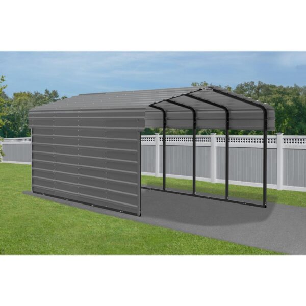 Arrow Steel Carport with 1 Side Wall Kit, 10X20X07