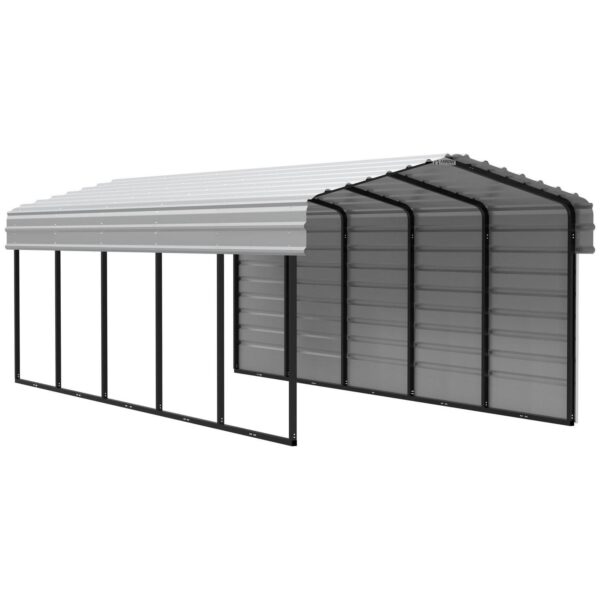 Arrow Steel Carport with 1 Side Wall Kit, 10X24X07