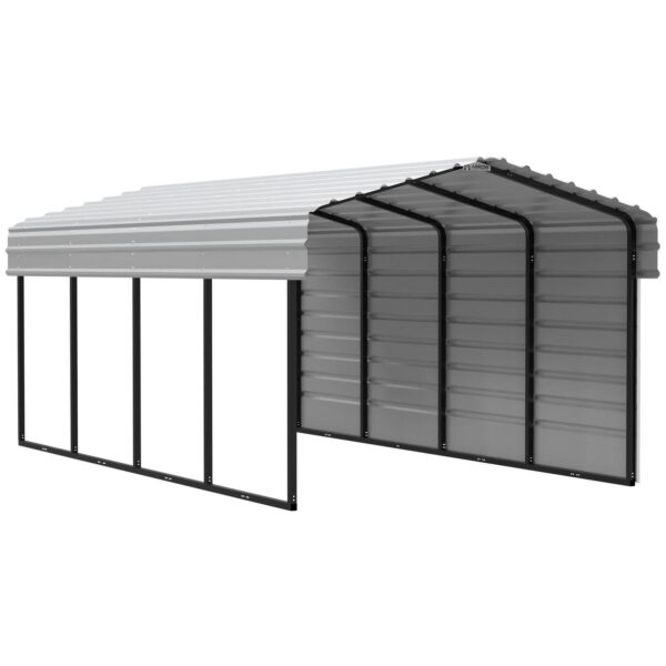 Arrow Steel Carport with 1 Side Wall Kit, 10X20X07