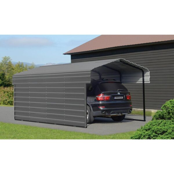 Arrow Steel Carport with 1 Side Wall Kit, 10X24X07