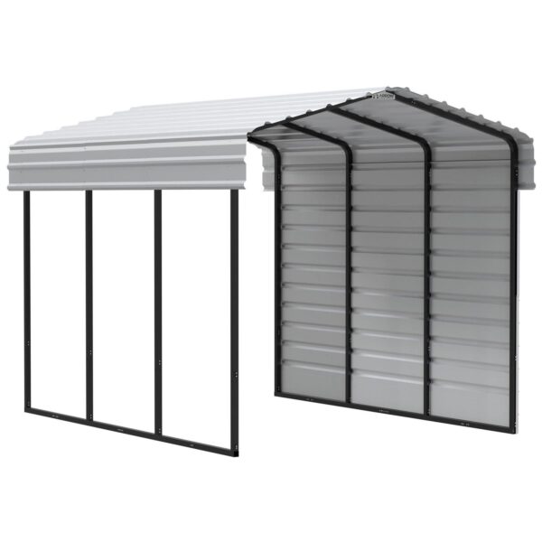 Arrow Steel Carport with 1 Side Wall Kit, 10x15x09