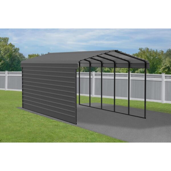 Arrow Steel Carport with 1 Side Wall Kit, 12x24x09