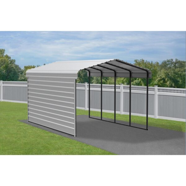 Arrow Steel Carport with 1 Side Wall Kit, 12x20x09
