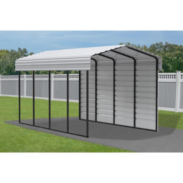 Arrow Steel Carport with 1 Side Wall Kit, 10x20x09