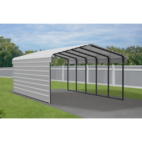Arrow Steel Carport with 1 Side Wall Kit, 12X24X07