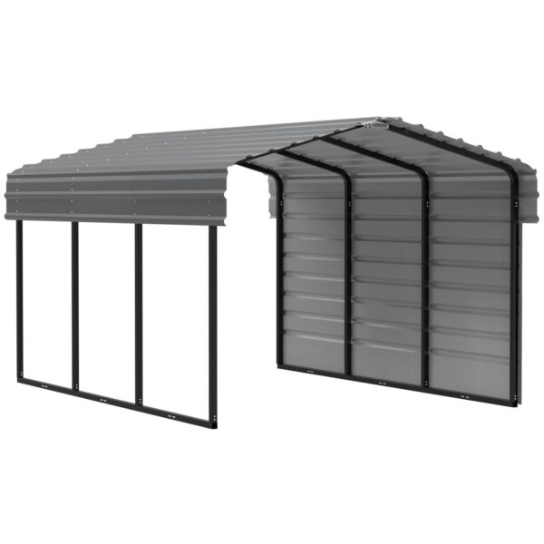 Arrow Steel Carport with 1 Side Wall Kit, 10X15x07