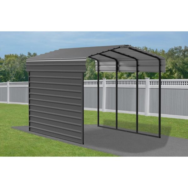 Arrow Steel Carport with 1 Side Wall Kit, 10x15x09