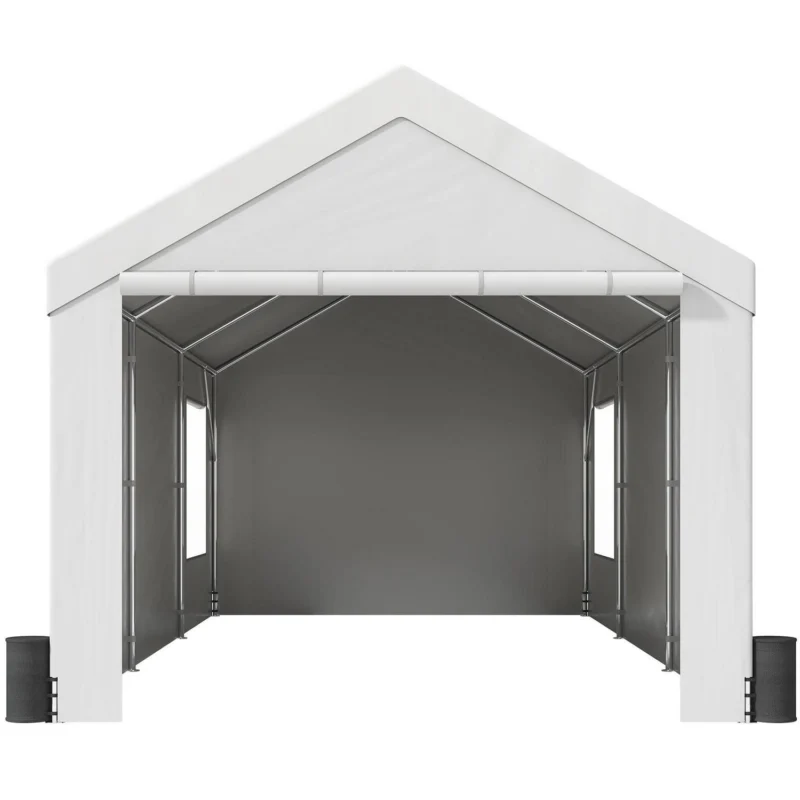 BENTISM Carport Car Canopy Garage Shelter 12x20ft and 8 Legs Sidewalls Windows - Image 9