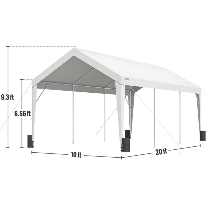 BENTISM Carport Car Canopy Garage Shelter Tent 10x20ft with 8 Poles for Auto Boats - Image 8