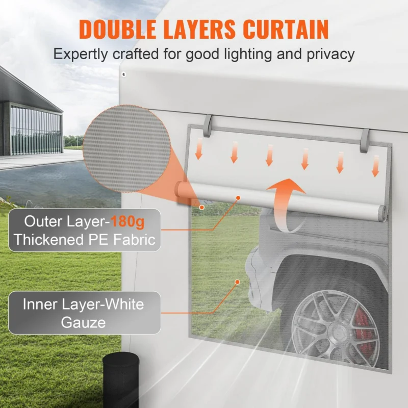 BENTISM Carport Car Canopy Garage Shelter 12x20ft and 8 Legs Sidewalls Windows - Image 4
