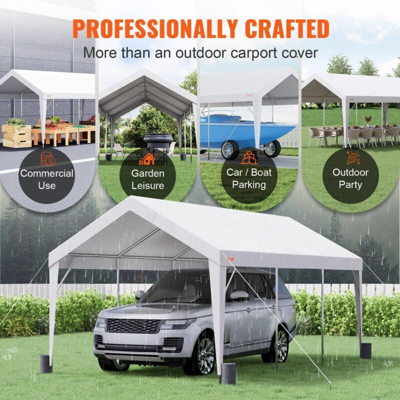 BENTISM Carport Car Canopy Garage Shelter Tent 10x20ft with 8 Poles for Auto Boats - Image 5