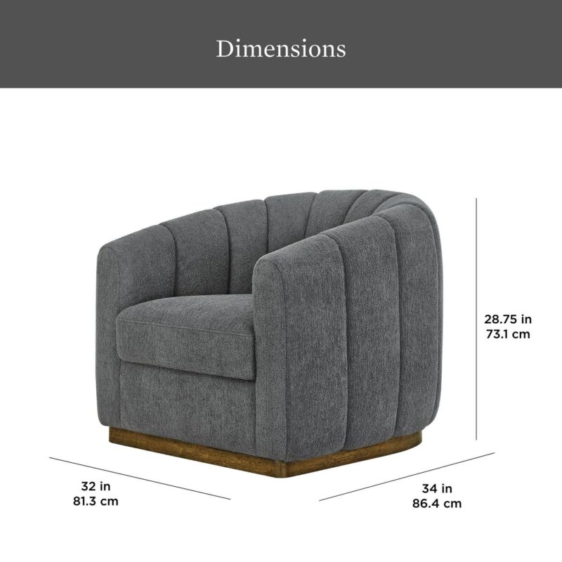 Better Homes and Gardens Lillian Accent Swivel Chair, Charcoal Boucle - Image 3
