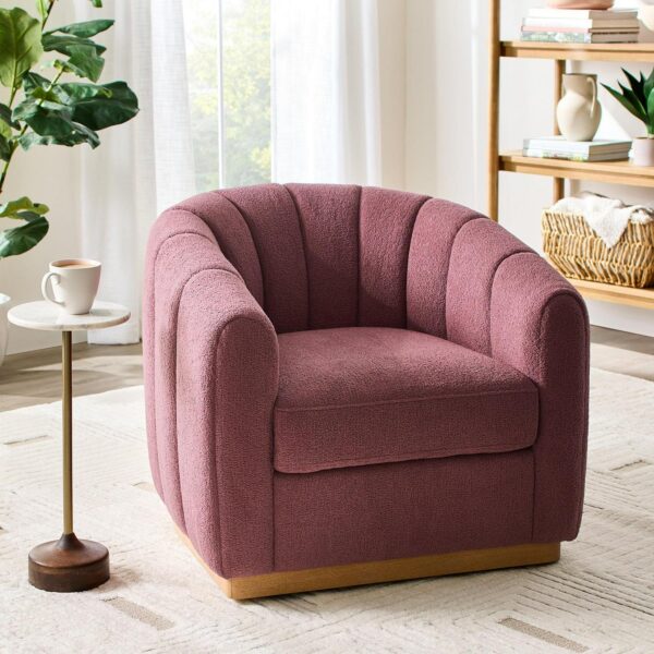 Better Homes and Gardens Lillian Accent Swivel Chair, Rose Boucle