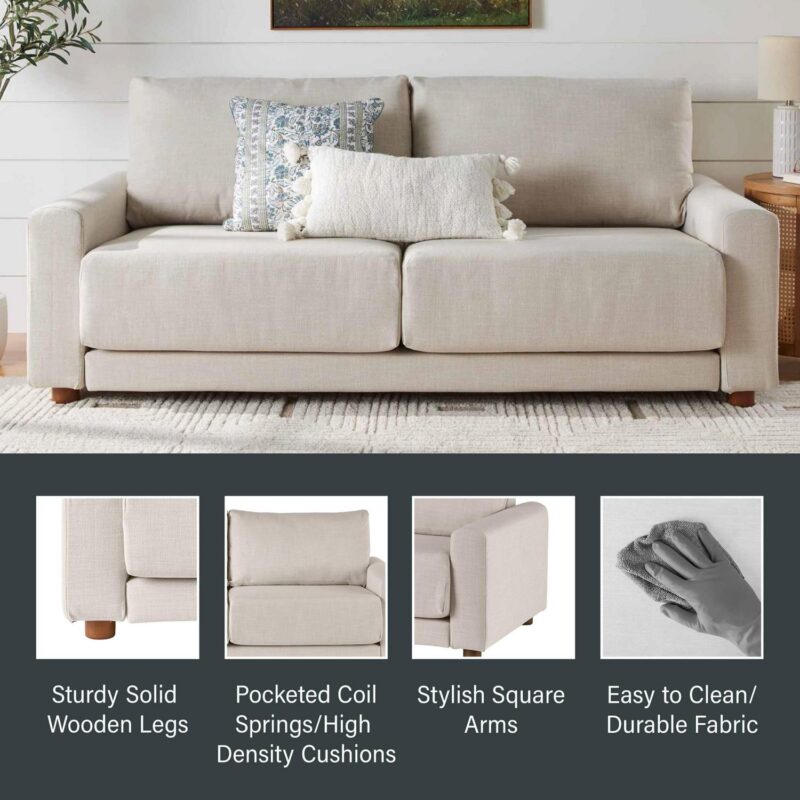 Better Homes and Gardens Owen 85.04  Square Arm Sofa, Effie Linen - Image 5