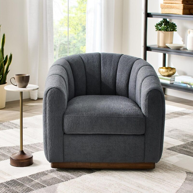 Better Homes and Gardens Lillian Accent Swivel Chair, Charcoal Boucle - Image 4