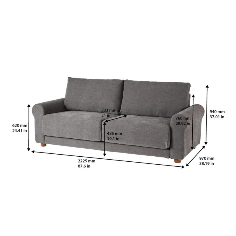 Better Homes and Gardens Owen 87.6  Rolled Arm Sofa, Helio Pewter - Image 3