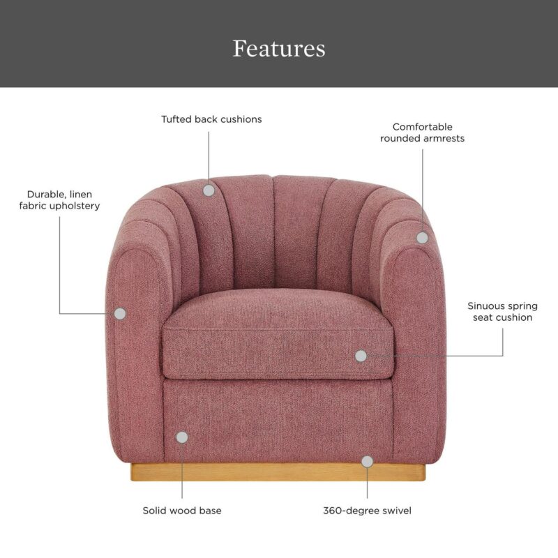 Better Homes and Gardens Lillian Accent Swivel Chair, Rose Boucle - Image 2