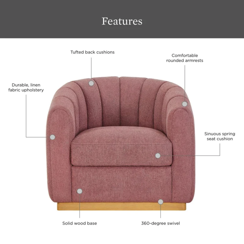 Better Homes and Gardens Lillian Accent Swivel Chair, Rose Boucle - Image 2