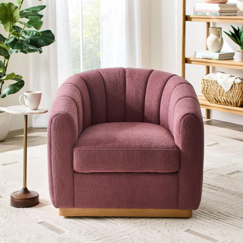 Better Homes and Gardens Lillian Accent Swivel Chair, Rose Boucle - Image 4