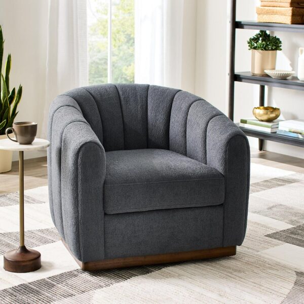 Better Homes and Gardens Lillian Accent Swivel Chair, Charcoal Boucle
