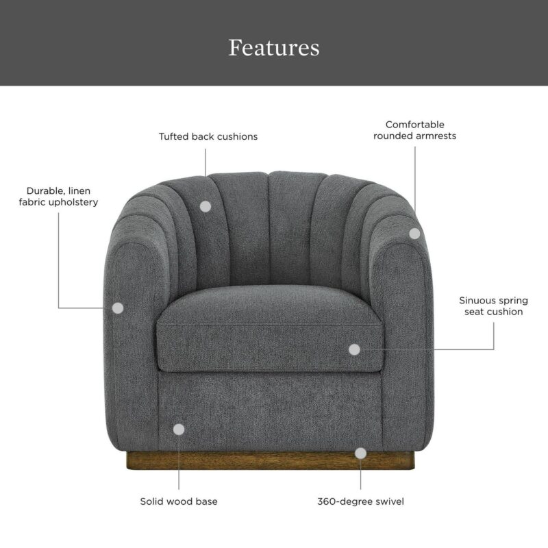 Better Homes and Gardens Lillian Accent Swivel Chair, Charcoal Boucle - Image 2