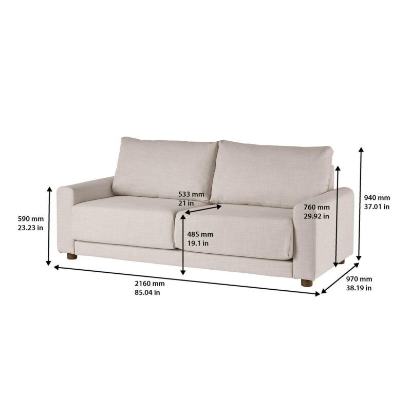 Better Homes and Gardens Owen 85.04  Square Arm Sofa, Effie Linen - Image 3