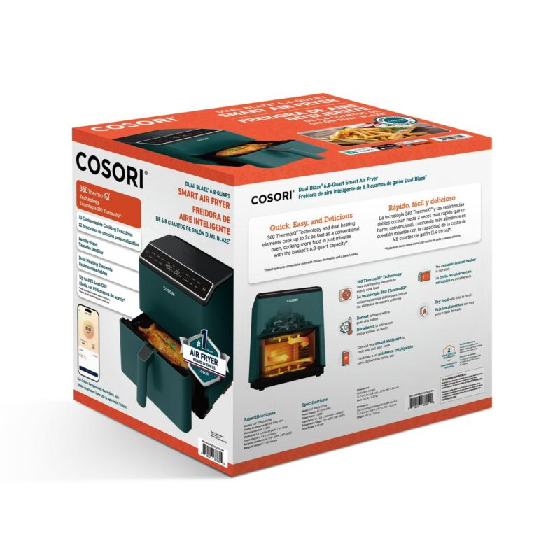 COSORI Dual Blaze 6.8qt Ceramic Coating Smart Air Fryer - Green - Image 8