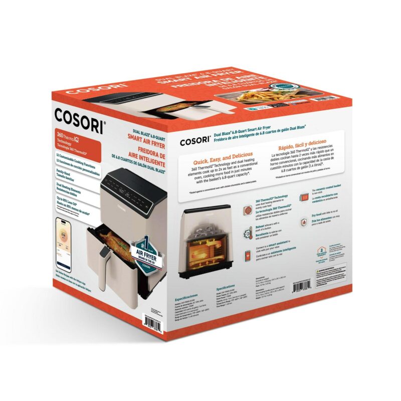 COSORI Dual Blaze 6.8qt Ceramic Coating Smart Air Fryer - Off White - Image 8