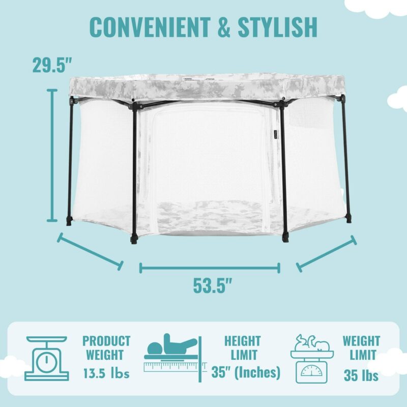 Dream On Me Onyx Play Yard, Storm Grey, (Model 4435-SGY) - Image 3