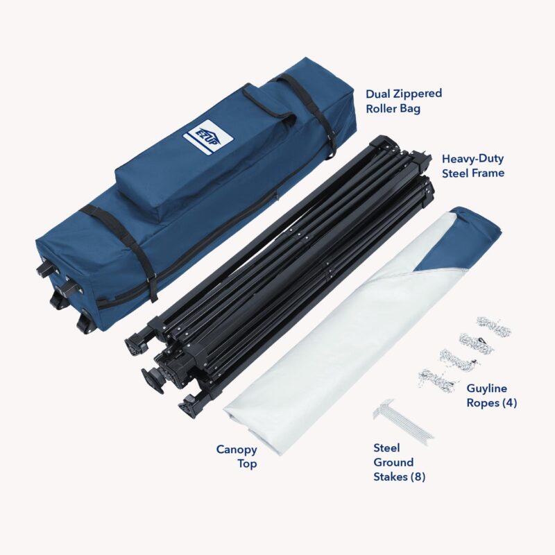 E-Z UP 13x13 ONE-UP Instant Canopy Tent a Pop Up Outdoor Shade Tent with Vented Top, Adjustable Height and Roller Bag - Image 5