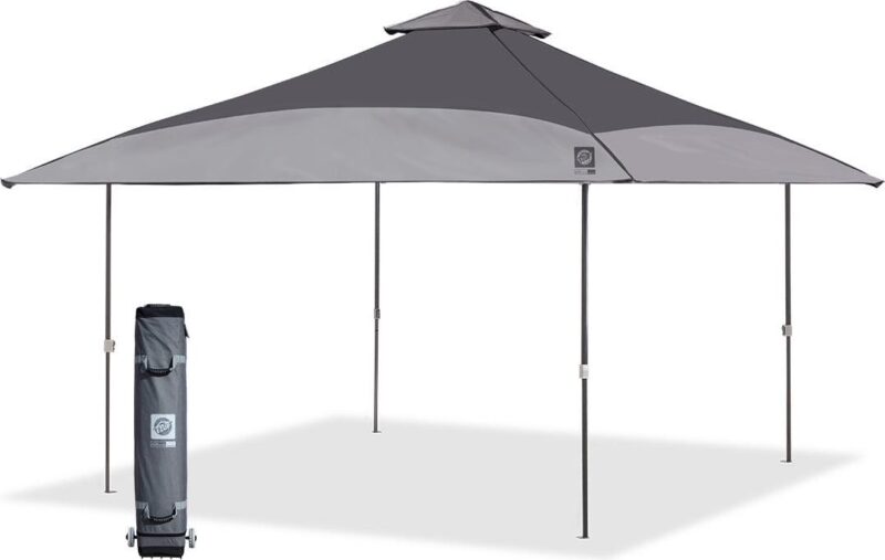 E-Z Up Spectator Instant Shelter Outdoor Canopy, 13 ft x 13 ft, Steel Gray/Cool Gray Top w/ Steel Gray Frame