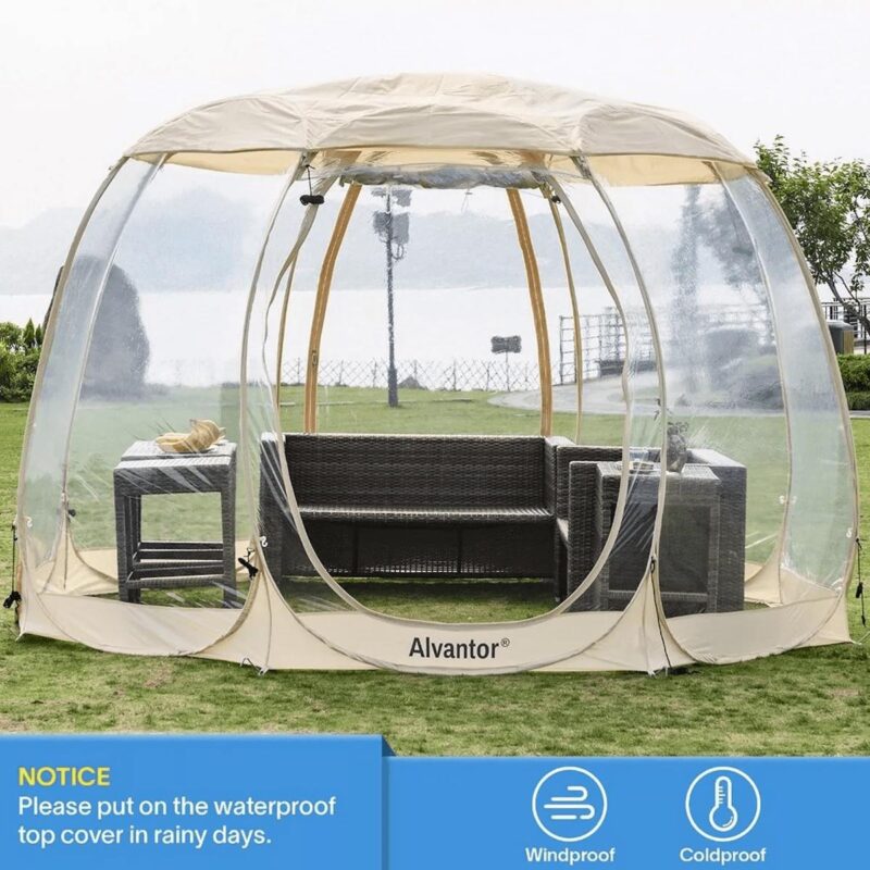 Eighteentek Outdoor Canopy Garden Patio Gazebo Bubble Tent Pop Up 12'X12' ft Beige - Image 7