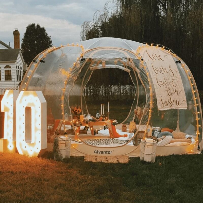 Eighteentek Outdoor Canopy Garden Patio Gazebo Bubble Tent Pop Up 12'X12' ft Beige - Image 2