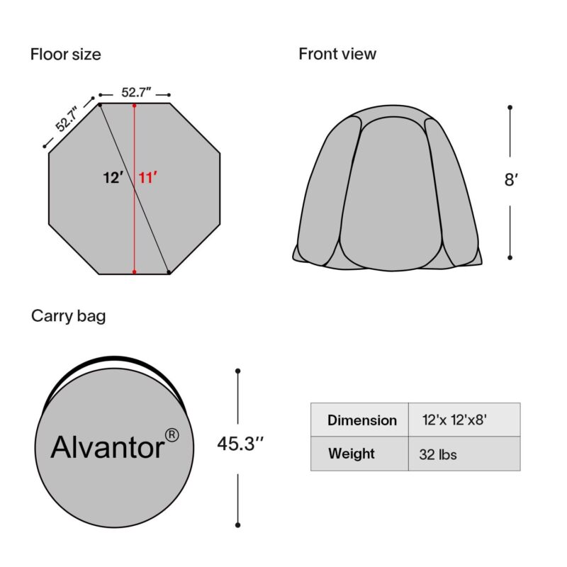 Eighteentek Outdoor Canopy Garden Patio Gazebo Bubble Tent Pop Up 12'X12' ft Beige - Image 4