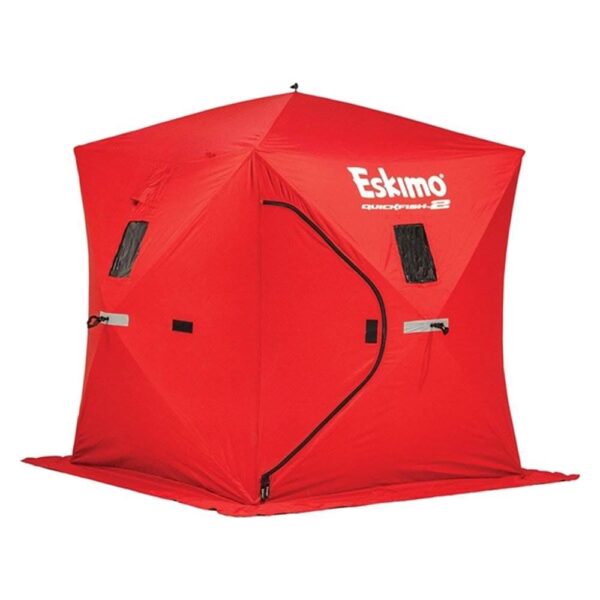 Eskimo QuickFisha c 2 Pop-up Portable Ice Fishing Shelter, Red, 2-Person Capacity, 69151
