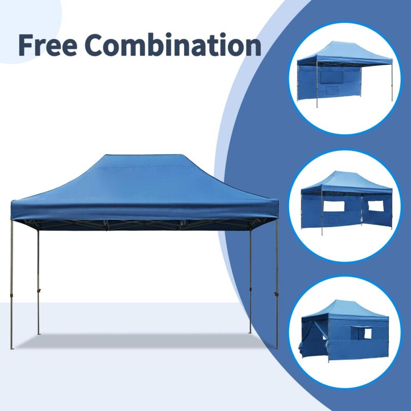 Euroco 10x15 Pop Up Canopy Tent, Heavy Duty Party Tent with 4 Sidewalls UV Waterproof Protection, 3 Height Adjustable Outdoor Canopy Tent for Weddings, Events, and Backyard Gatherings, Blue - Image 3
