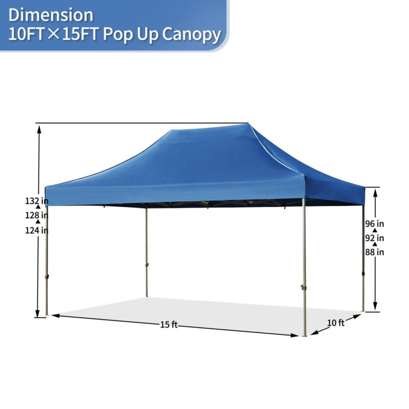 Euroco 10x15 Pop Up Canopy Tent, Heavy Duty Party Tent with 4 Sidewalls UV Waterproof Protection, 3 Height Adjustable Outdoor Canopy Tent for Weddings, Events, and Backyard Gatherings, Blue - Image 2