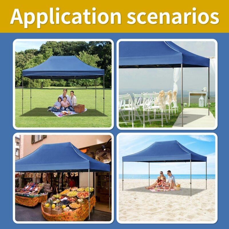 Euroco 10x15 Pop Up Canopy Tent, Heavy Duty Party Tent with 4 Sidewalls UV Waterproof Protection, 3 Height Adjustable Outdoor Canopy Tent for Weddings, Events, and Backyard Gatherings, Blue - Image 9