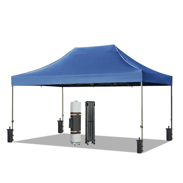 Euroco 10x15 Pop Up Canopy Tent, Heavy Duty Party Tent with 4 Sidewalls UV Waterproof Protection, 3 Height Adjustable Outdoor Canopy Tent for Weddings, Events, and Backyard Gatherings, Blue