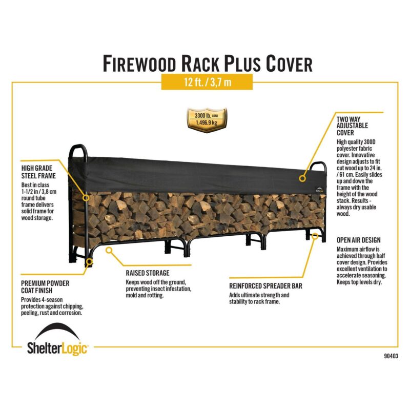 Heavy Duty Firewood Rack with Cover 12 ft. - Image 4