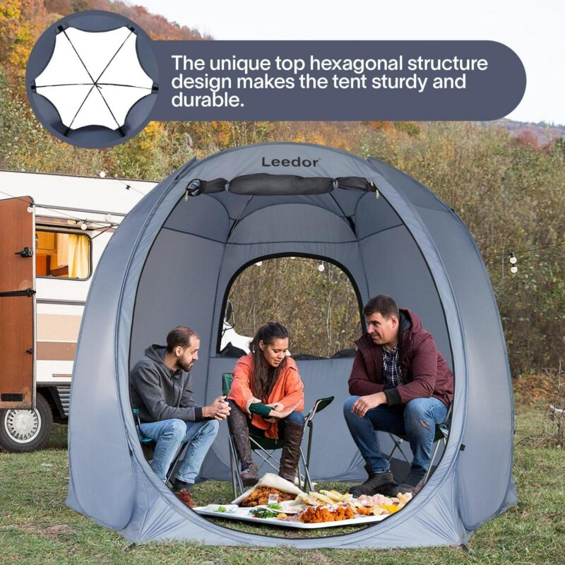 Hexagon Pop-Up Sun Shade Canopy with Ventilated Mesh Walls, UPF 50+ UV Protection, All-Season Outdoor Shelter for Camping, Beach, Events, and Parties, Lightweight and Portable - Image 12