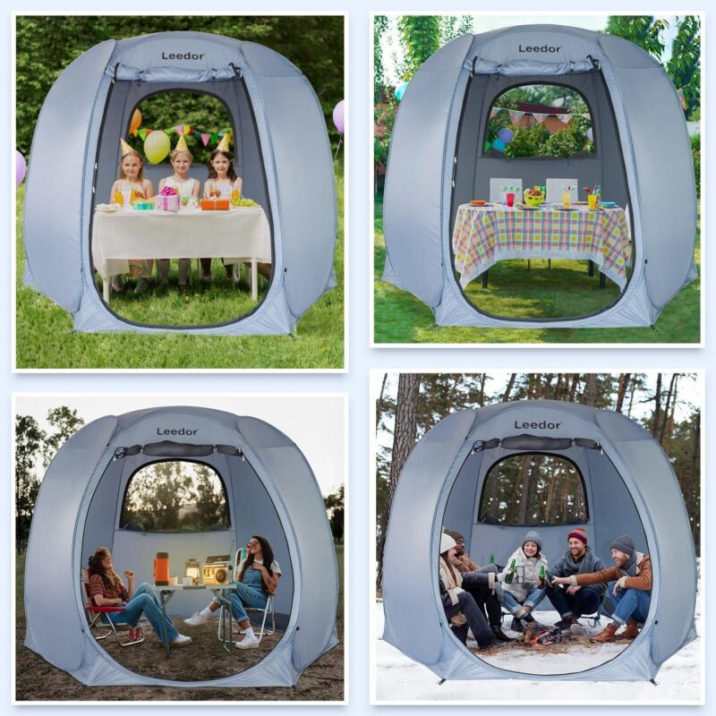 Hexagon Pop-Up Sun Shade Canopy with Ventilated Mesh Walls, UPF 50+ UV Protection, All-Season Outdoor Shelter for Camping, Beach, Events, and Parties, Lightweight and Portable - Image 4
