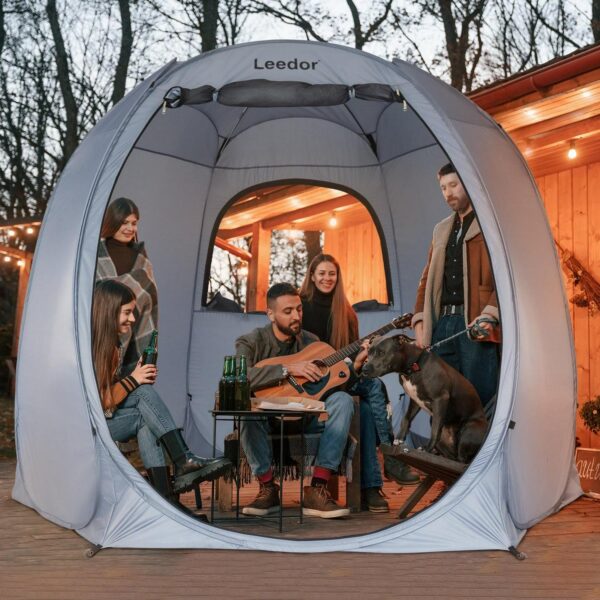 Hexagon Pop-Up Sun Shade Canopy with Ventilated Mesh Walls, UPF 50+ UV Protection, All-Season Outdoor Shelter for Camping, Beach, Events, and Parties, Lightweight and Portable