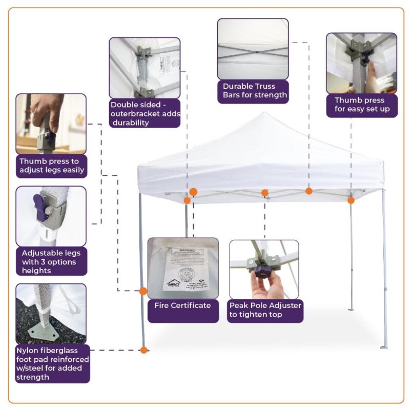 Impact Canopy 10' x 10' Pop Up Canopy Tent with 4 Side Walls Outdoor Market Shelter - Image 4