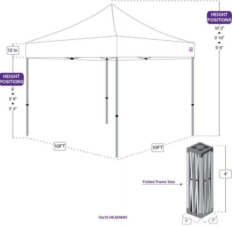 Impact Canopy 10' x 10' Canopy Tent, UV Coated, Black Steel Framed, Pop Up Tent Includes Roller Bag, White - Image 6